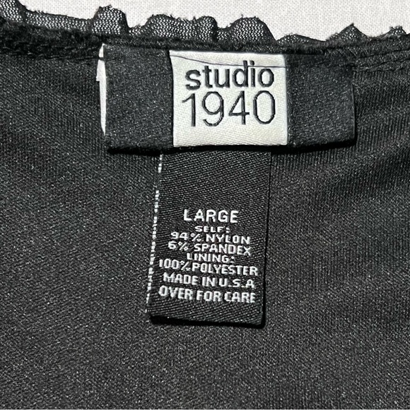 Studio 1940 Whimsigoth Romantic Black Feminine Ruffle Lace 90’s Y2K Tank Sz L - Picture 3 of 13